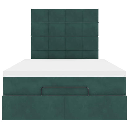 Ottoman-Bett mit Matratzen & LEDs Dunkelgrün 120x200 cm Samt