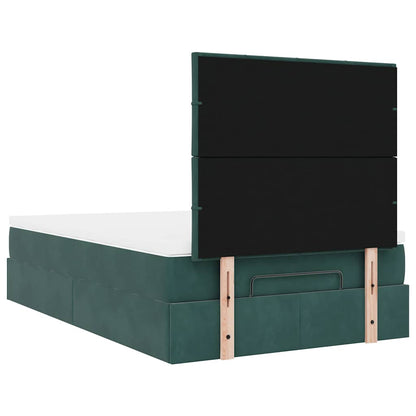 Ottoman-Bett mit Matratzen & LEDs Dunkelgrün 120x200 cm Samt