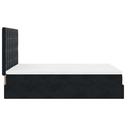 Ottoman-Bett mit Matratzen & LEDs Schwarz 140x200 cm Samt