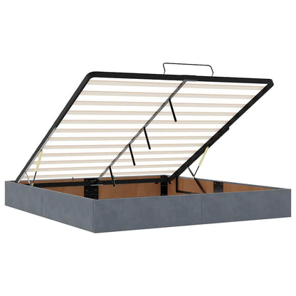 Ottoman-Bett mit Matratzen & LEDs Dunkelgrau 160x200 cm Samt