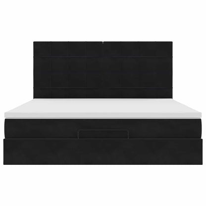 Ottoman-Bett mit Matratzen & LEDs Schwarz 160x200 cm Samt