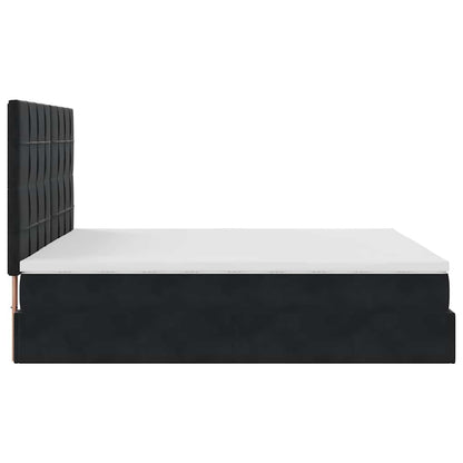 Ottoman-Bett mit Matratzen & LEDs Schwarz 160x200 cm Samt