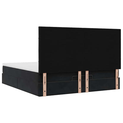 Ottoman-Bett mit Matratzen & LEDs Schwarz 160x200 cm Samt