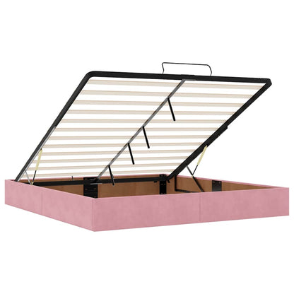 Ottoman-Bett mit Matratzen & LEDs Rosa 160x200 cm Samt