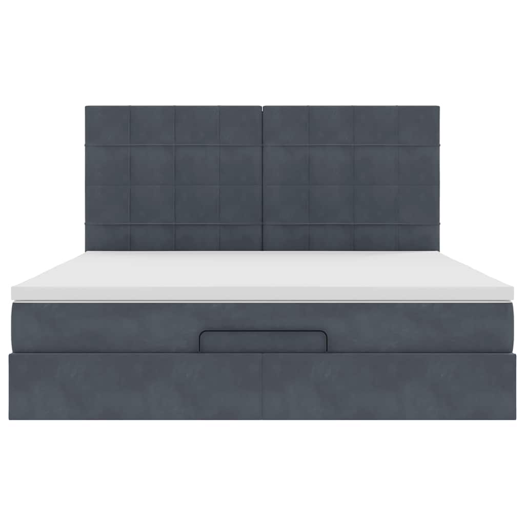 Ottoman-Bett mit Matratzen & LEDs Dunkelgrau 180x200 cm Samt
