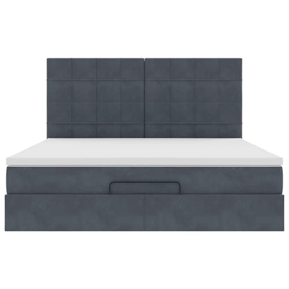Ottoman-Bett mit Matratzen & LEDs Dunkelgrau 180x200 cm Samt