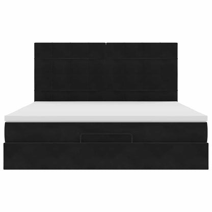Ottoman-Bett mit Matratzen & LEDs Schwarz 180x200 cm Samt