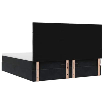 Ottoman-Bett mit Matratzen & LEDs Schwarz 180x200 cm Samt