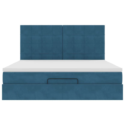 Ottoman-Bett mit Matratzen & LEDs Dunkelblau 180x200 cm Samt
