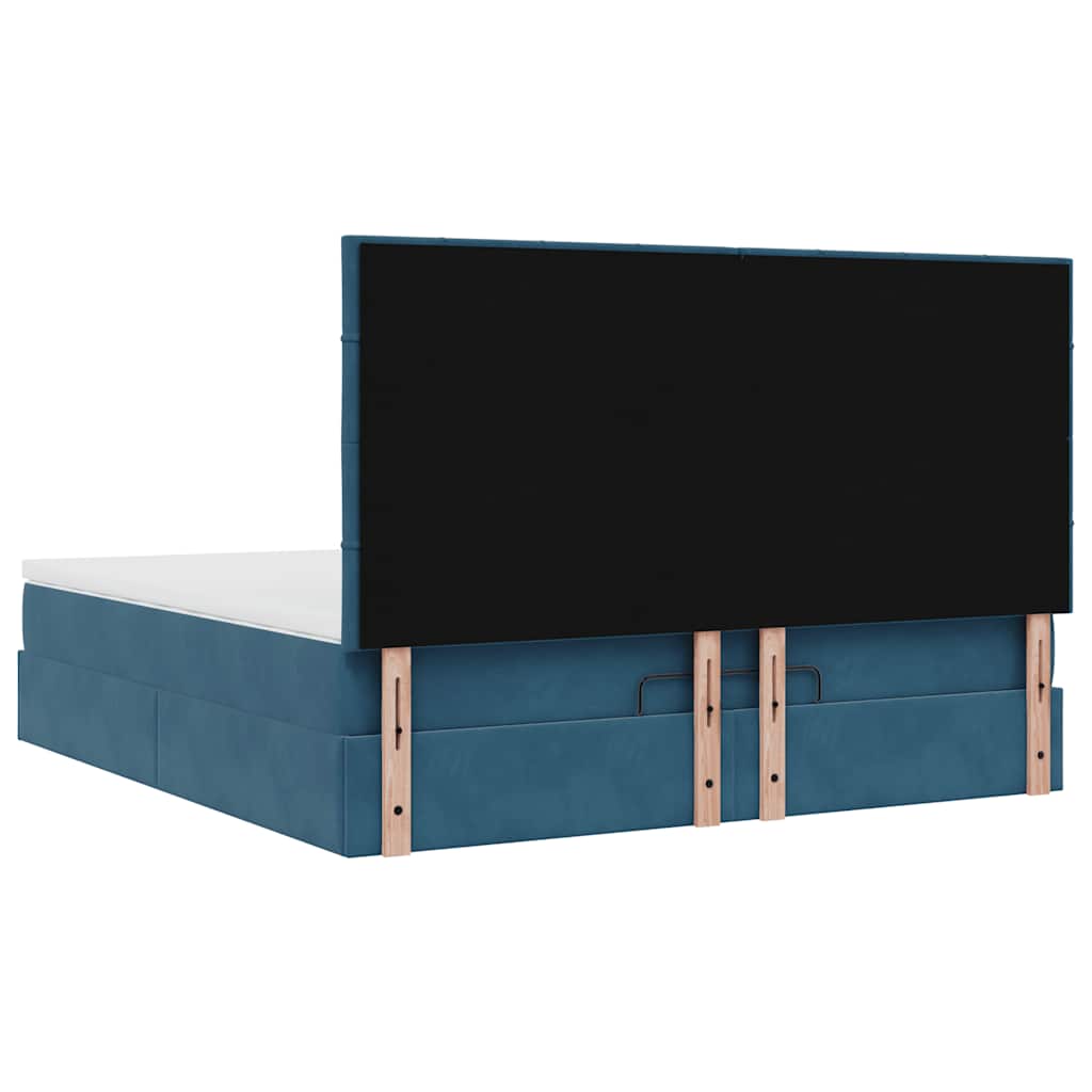 Ottoman-Bett mit Matratzen & LEDs Dunkelblau 180x200 cm Samt