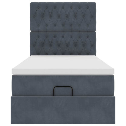 Ottoman-Bett mit Matratzen & LEDs Dunkelgrau 80x200 cm Samt