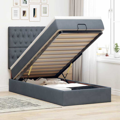 Ottoman-Bett mit Matratzen & LEDs Dunkelgrau 80x200 cm Samt