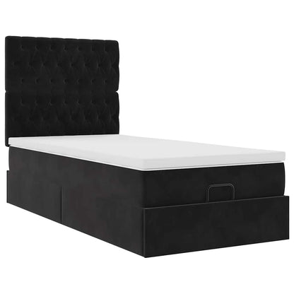 Ottoman-Bett mit Matratzen & LEDs Schwarz 80x200 cm Samt