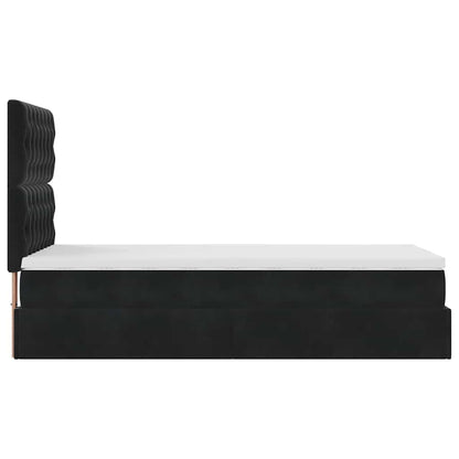 Ottoman-Bett mit Matratzen & LEDs Schwarz 80x200 cm Samt