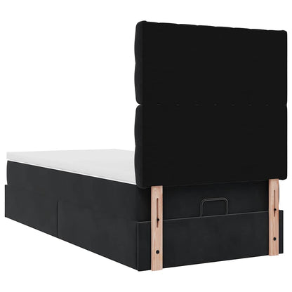 Ottoman-Bett mit Matratzen & LEDs Schwarz 90x200 cm Samt