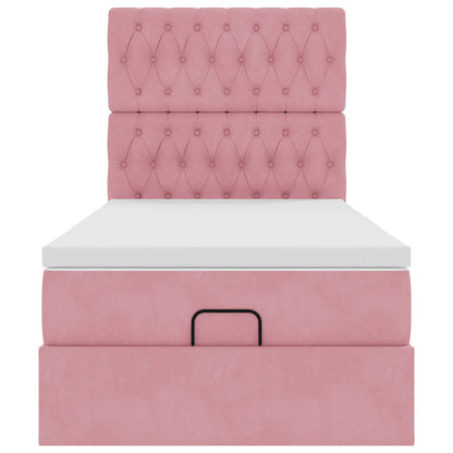 Ottoman-Bett mit Matratzen & LEDs Rosa 90x200 cm Samt
