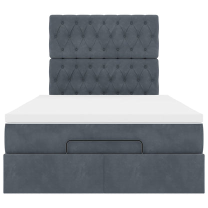 Ottoman-Bett mit Matratzen & LEDs Dunkelgrau 120x190 cm Samt