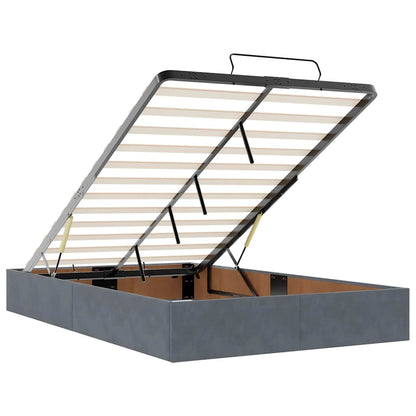 Ottoman-Bett mit Matratzen & LEDs Dunkelgrau 120x190 cm Samt