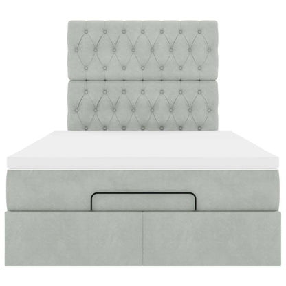 Ottoman-Bett mit Matratzen & LEDs Hellgrau 120x200 cm Samt