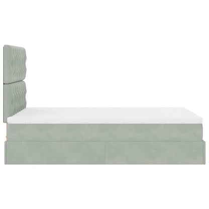 Ottoman-Bett mit Matratzen & LEDs Hellgrau 120x200 cm Samt