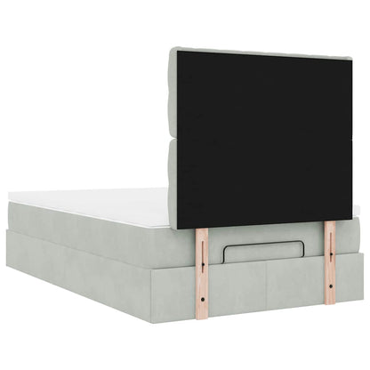 Ottoman-Bett mit Matratzen & LEDs Hellgrau 120x200 cm Samt