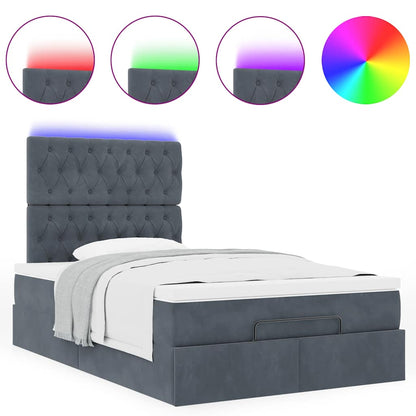 Ottoman-Bett mit Matratzen & LEDs Dunkelgrau 120x200 cm Samt