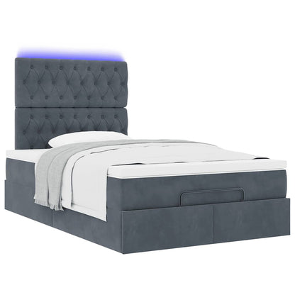 Ottoman-Bett mit Matratzen & LEDs Dunkelgrau 120x200 cm Samt