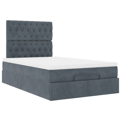 Ottoman-Bett mit Matratzen & LEDs Dunkelgrau 120x200 cm Samt