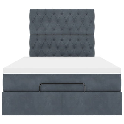 Ottoman-Bett mit Matratzen & LEDs Dunkelgrau 120x200 cm Samt
