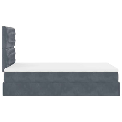 Ottoman-Bett mit Matratzen & LEDs Dunkelgrau 120x200 cm Samt