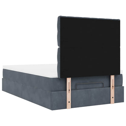 Ottoman-Bett mit Matratzen & LEDs Dunkelgrau 120x200 cm Samt