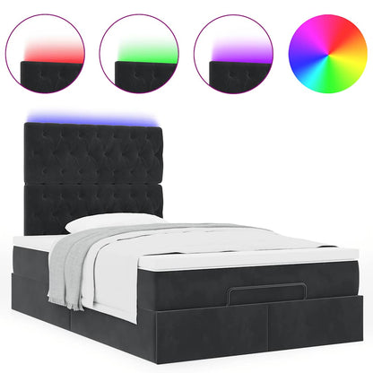Ottoman-Bett mit Matratzen & LEDs Schwarz 120x200 cm Samt