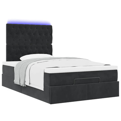 Ottoman-Bett mit Matratzen & LEDs Schwarz 120x200 cm Samt