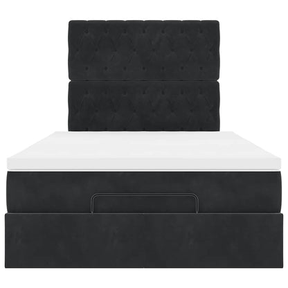 Ottoman-Bett mit Matratzen & LEDs Schwarz 120x200 cm Samt