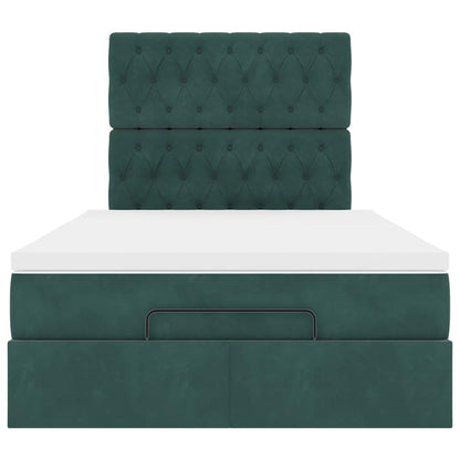 Ottoman-Bett mit Matratzen & LEDs Dunkelgrün 120x200 cm Samt