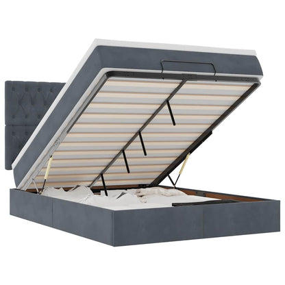 Ottoman-Bett mit Matratzen & LEDs Dunkelgrau 140x190 cm Samt