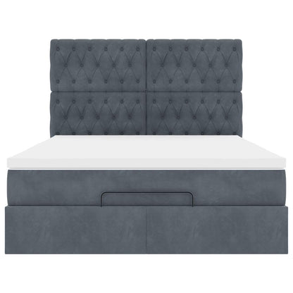 Ottoman-Bett mit Matratzen & LEDs Dunkelgrau 140x190 cm Samt