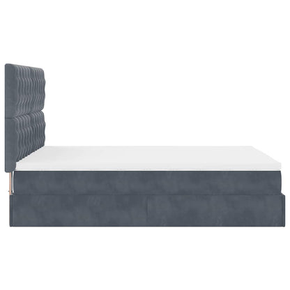 Ottoman-Bett mit Matratzen & LEDs Dunkelgrau 140x190 cm Samt
