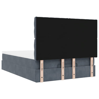 Ottoman-Bett mit Matratzen & LEDs Dunkelgrau 140x190 cm Samt
