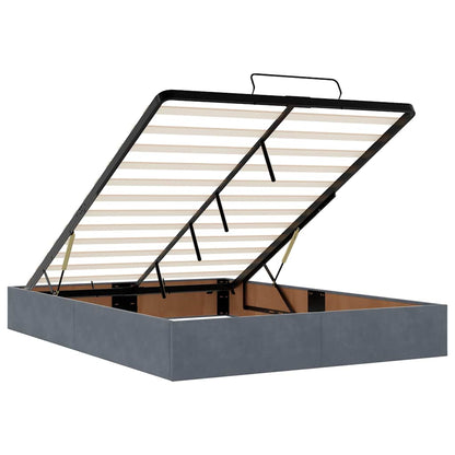 Ottoman-Bett mit Matratzen & LEDs Dunkelgrau 140x190 cm Samt