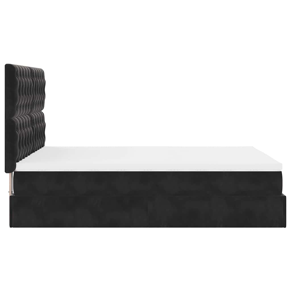 Ottoman-Bett mit Matratzen & LEDs Schwarz 140x190 cm Samt
