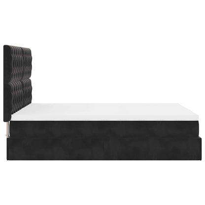 Ottoman-Bett mit Matratzen & LEDs Schwarz 140x190 cm Samt