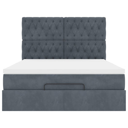 Ottoman-Bett mit Matratzen & LEDs Dunkelgrau 140x200 cm Samt