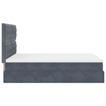 Ottoman-Bett mit Matratzen & LEDs Dunkelgrau 140x200 cm Samt