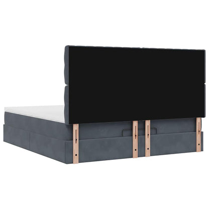 Ottoman-Bett mit Matratzen & LEDs Dunkelgrau 160x200 cm Samt