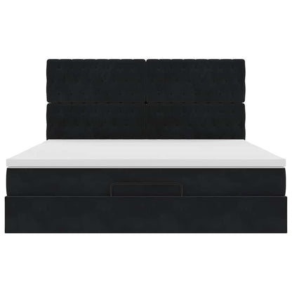 Ottoman-Bett mit Matratzen & LEDs Schwarz 160x200 cm Samt