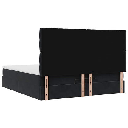 Ottoman-Bett mit Matratzen & LEDs Schwarz 160x200 cm Samt