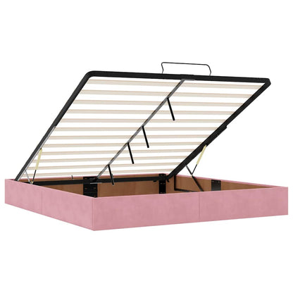 Ottoman-Bett mit Matratzen & LEDs Rosa 160x200 cm Samt