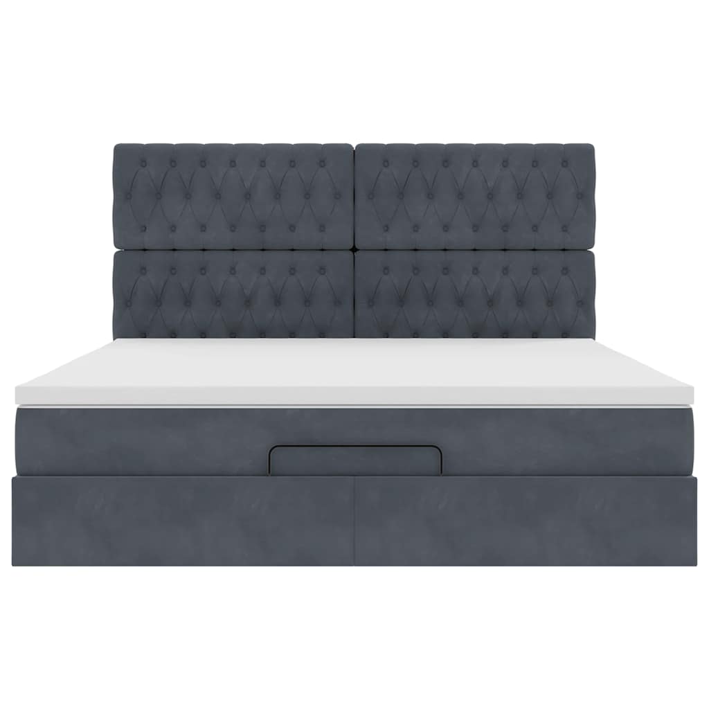 Ottoman-Bett mit Matratzen & LEDs Dunkelgrau 180x200 cm Samt