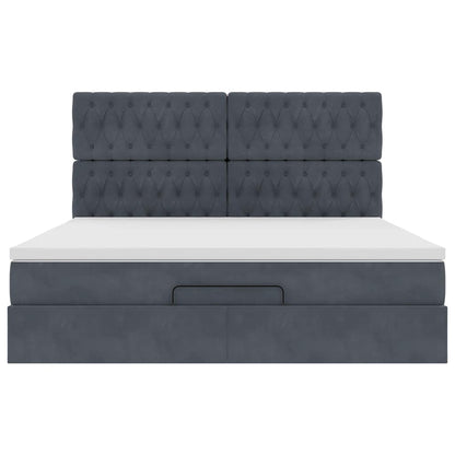 Ottoman-Bett mit Matratzen & LEDs Dunkelgrau 180x200 cm Samt